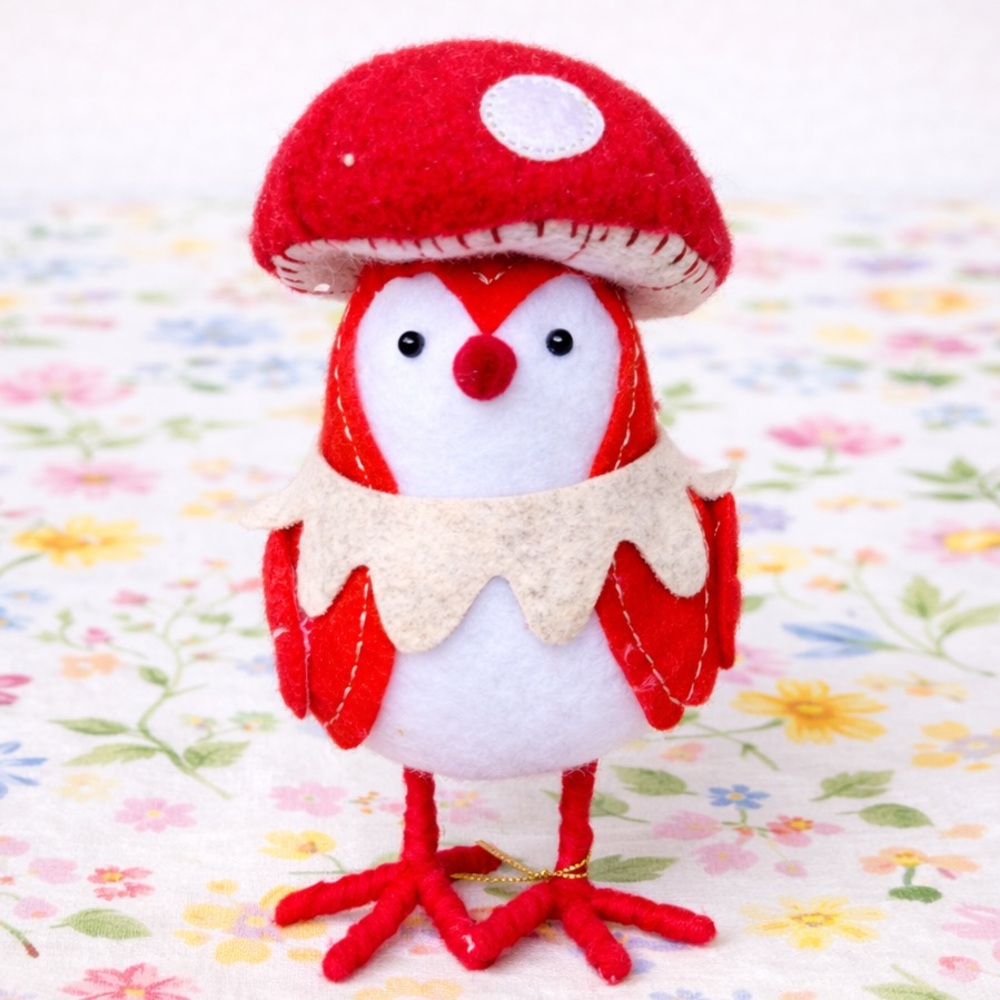 Target Featherly Friends Easter / Spring Red & White Mushroom Bird